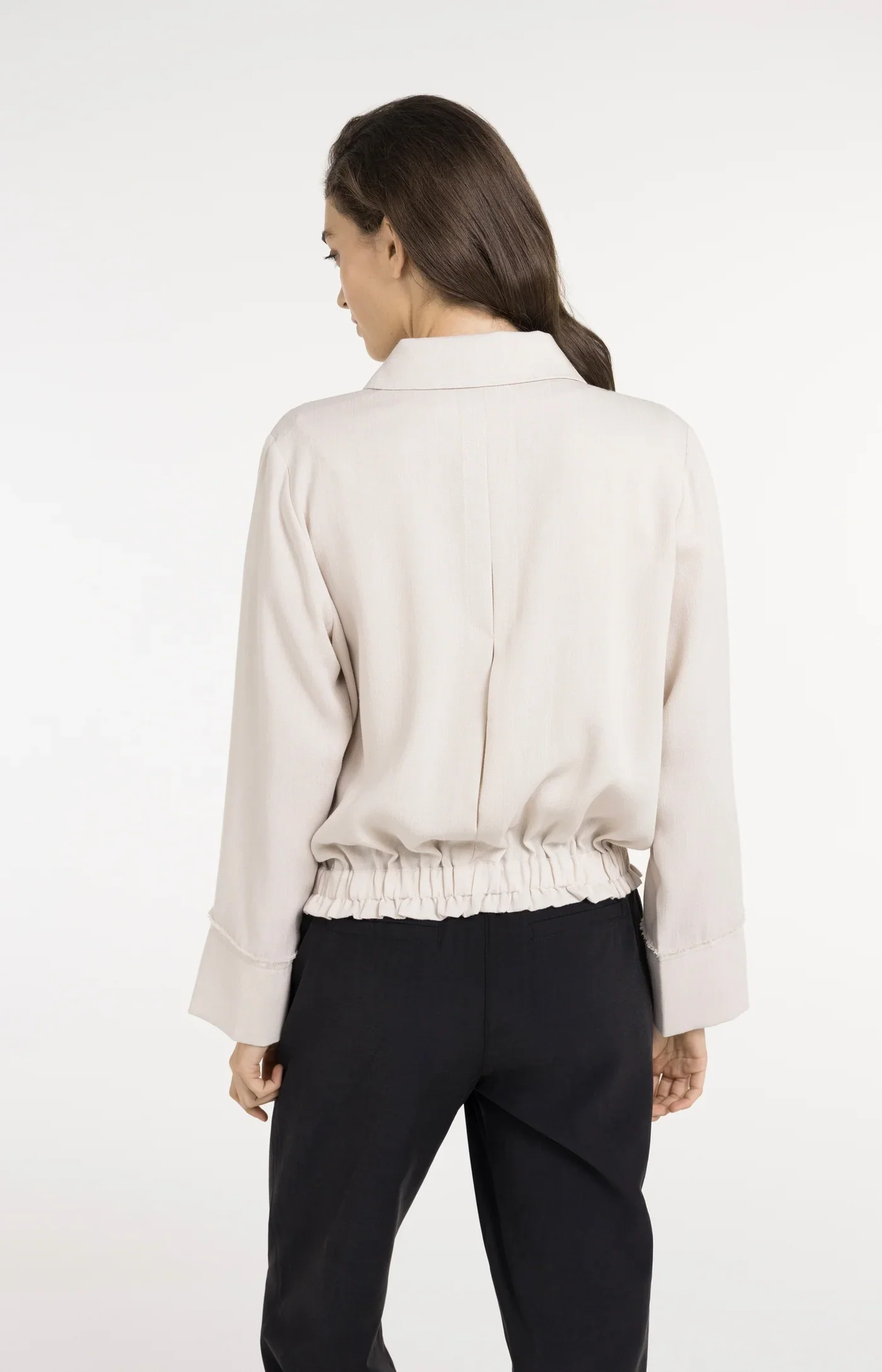 Linen blouse jacket with draws Cloud Creme White - YAYA - Image 4