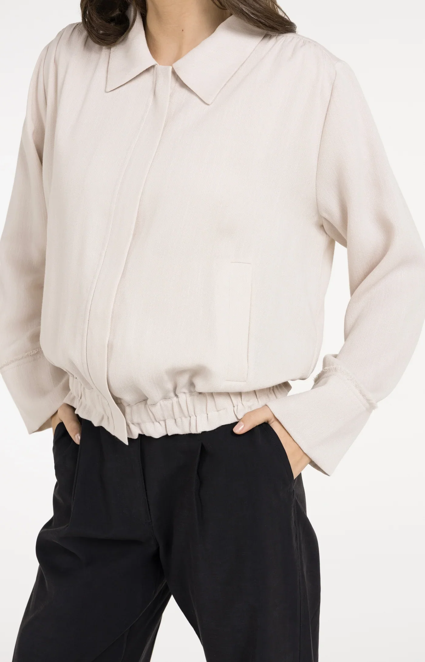 Linen blouse jacket with draws Cloud Creme White - YAYA - Image 5