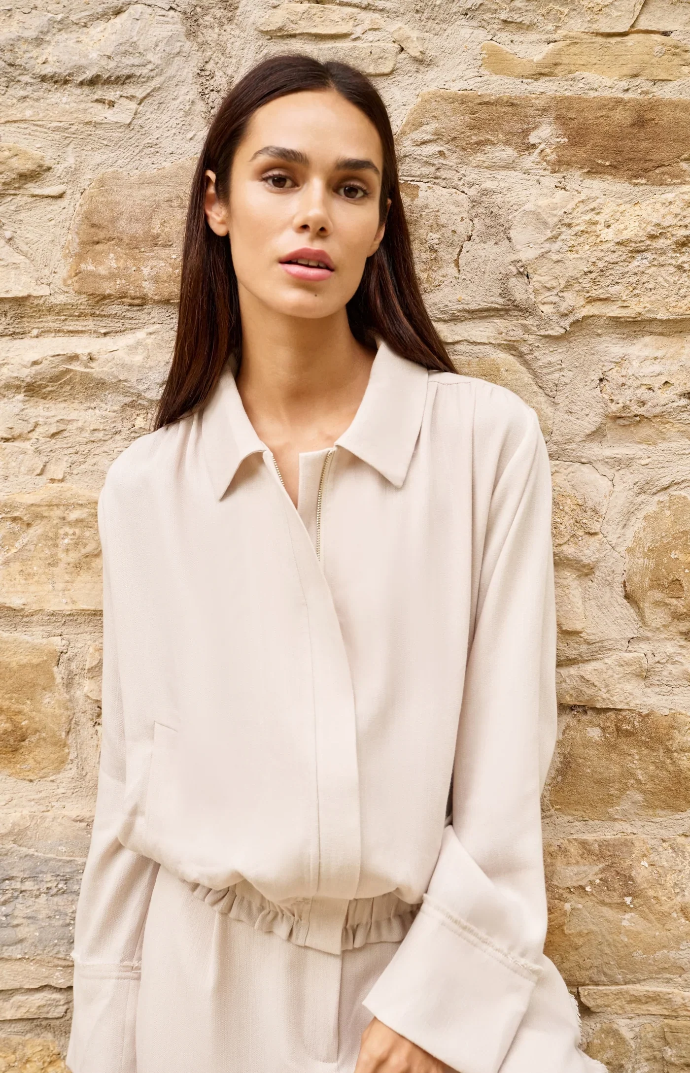 Linen blouse jacket with draws Cloud Creme White - YAYA - Image 6