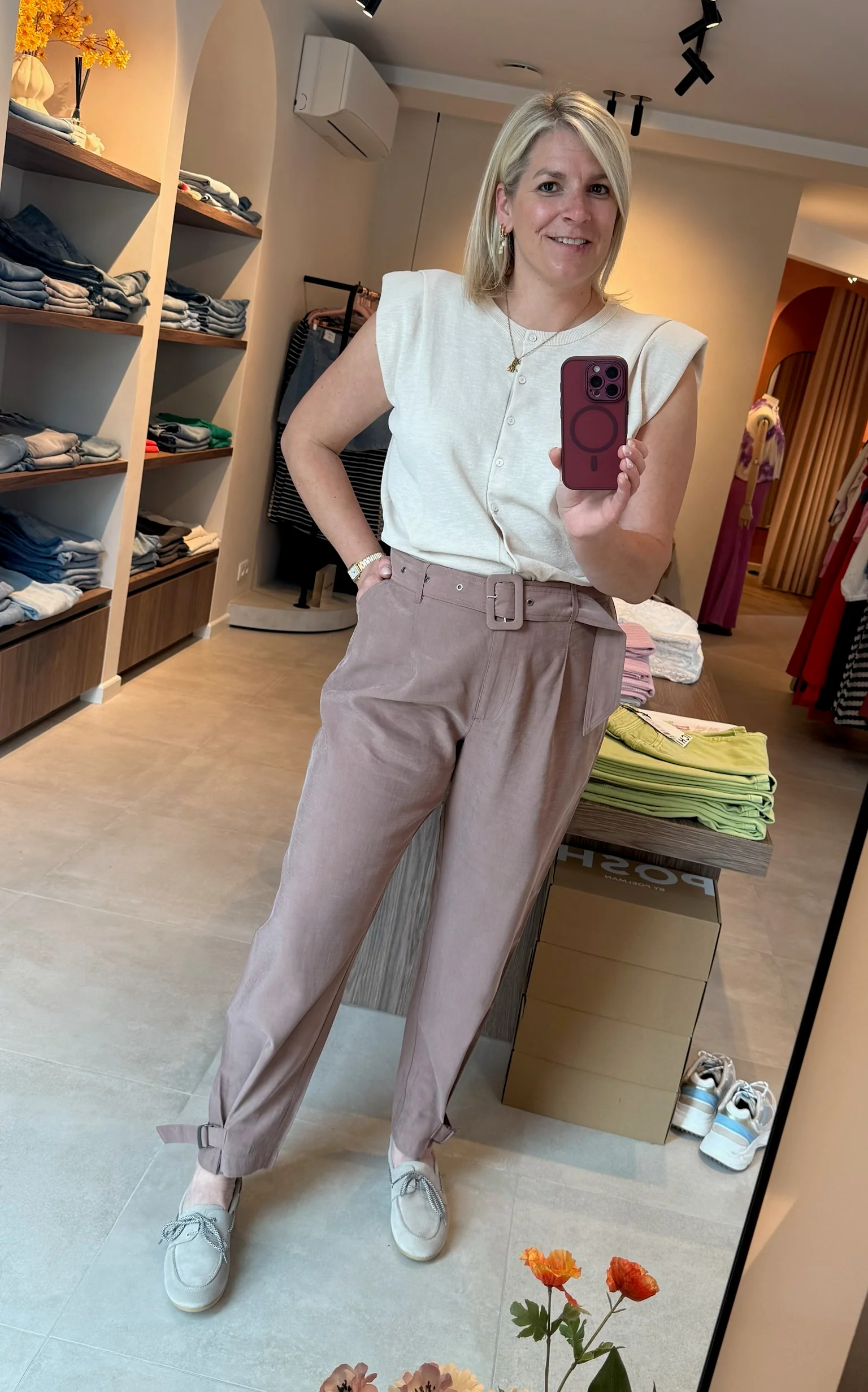 High waist loose fit trousers Brownie Brown - YAYA