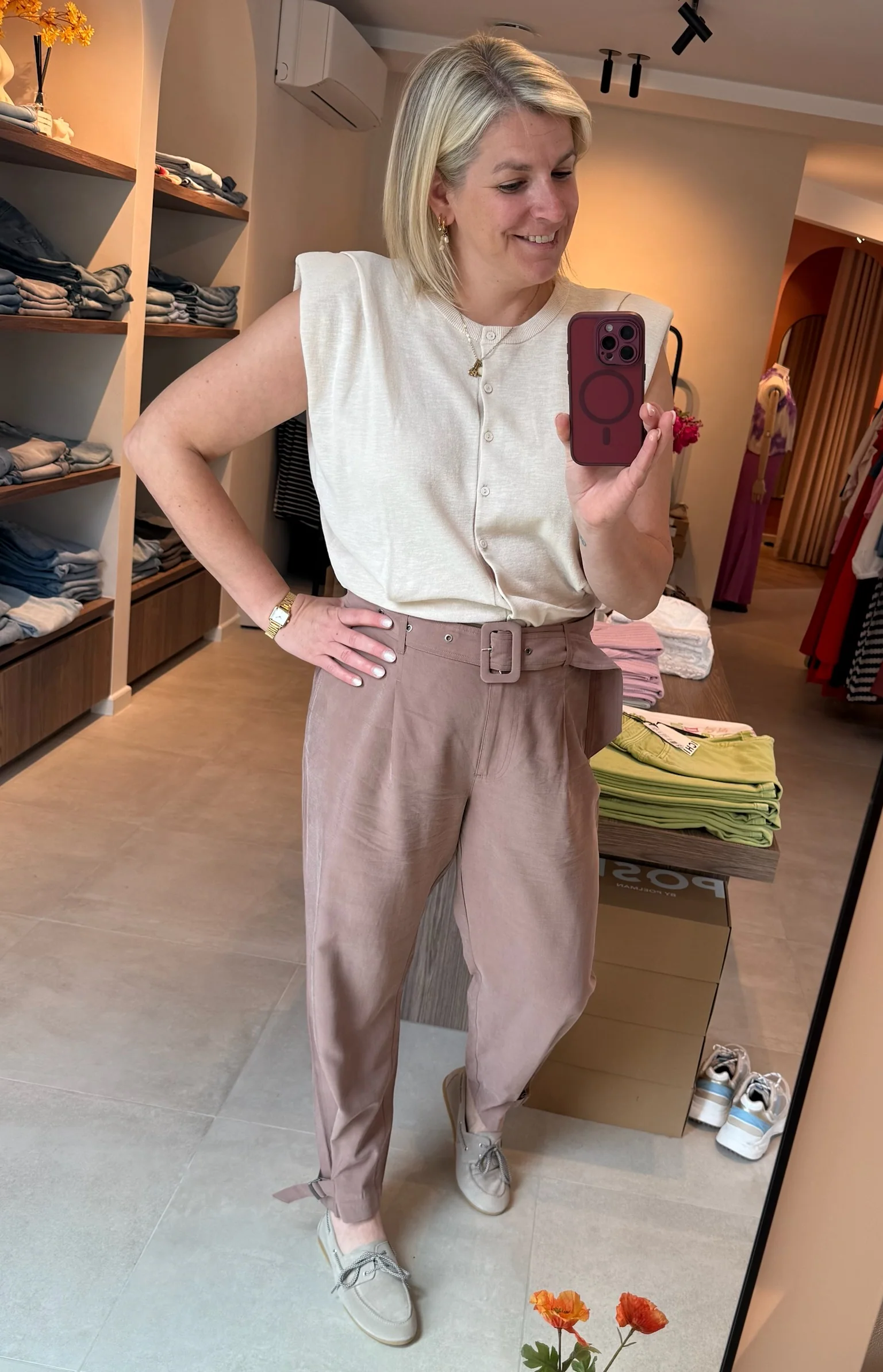 High waist loose fit trousers Brownie Brown - YAYA - Image 2
