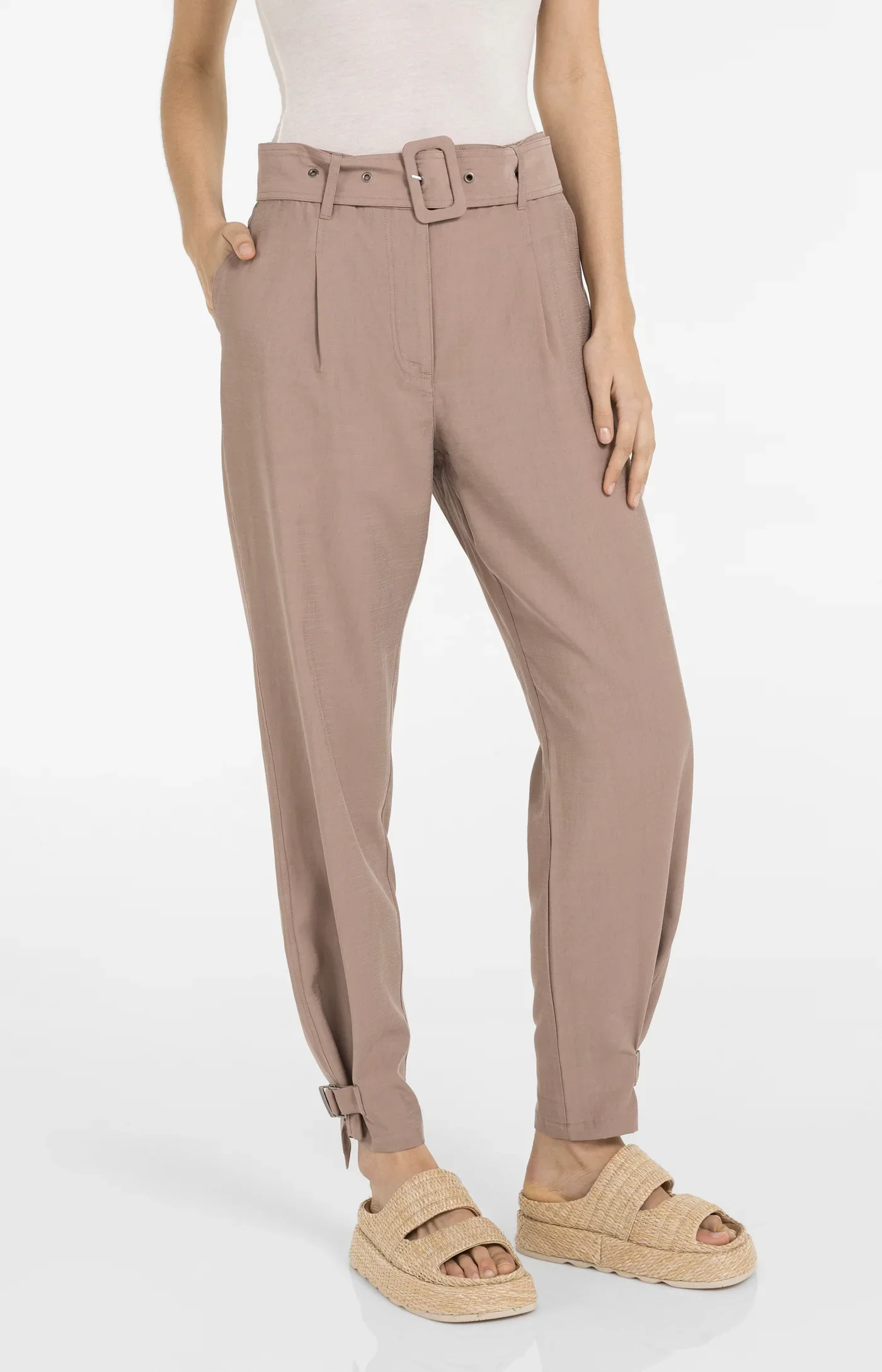 High waist loose fit trousers Brownie Brown - YAYA - Image 3