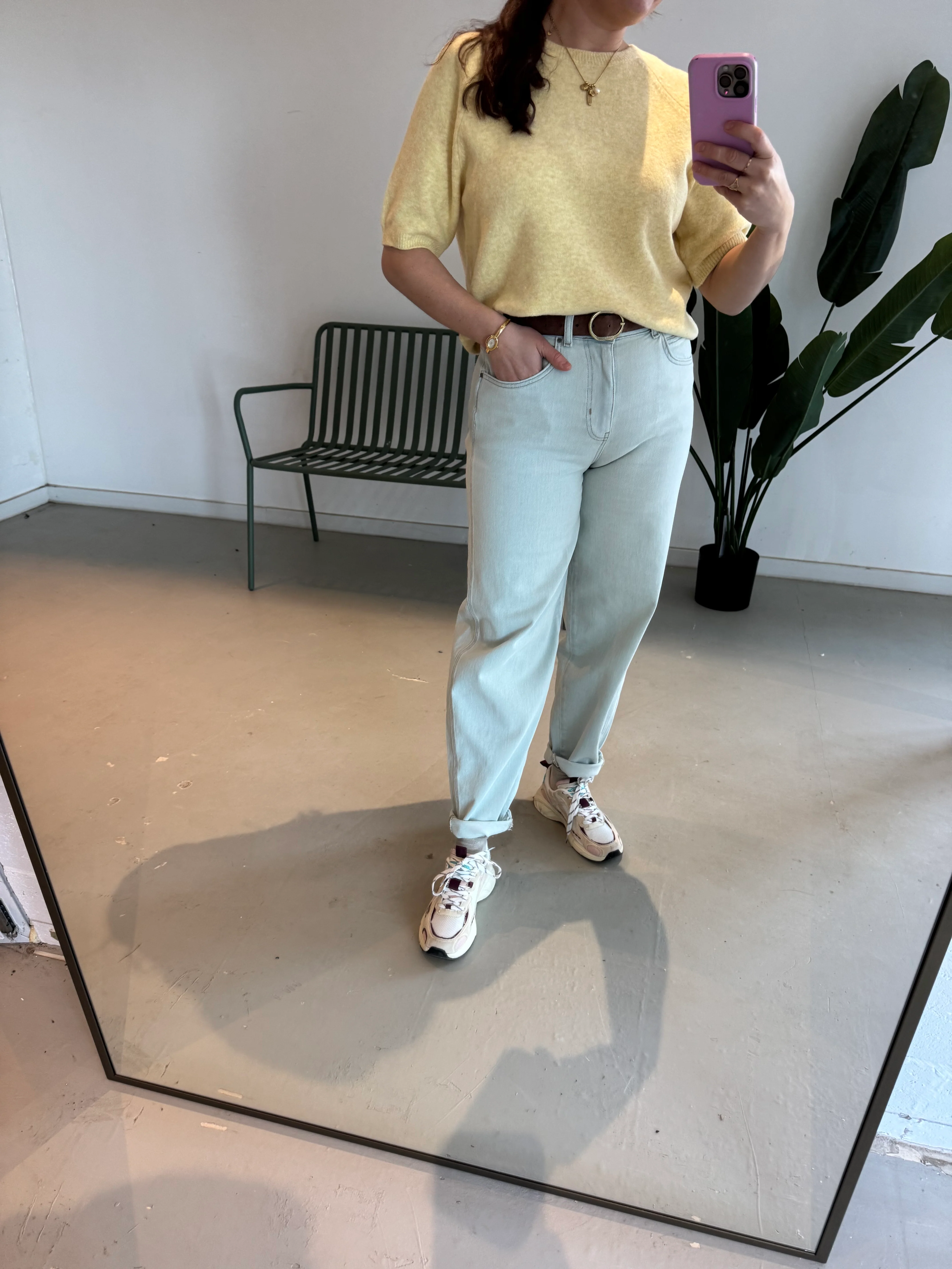 Barrel Jeans Washed Light Blue Denim - YAYA