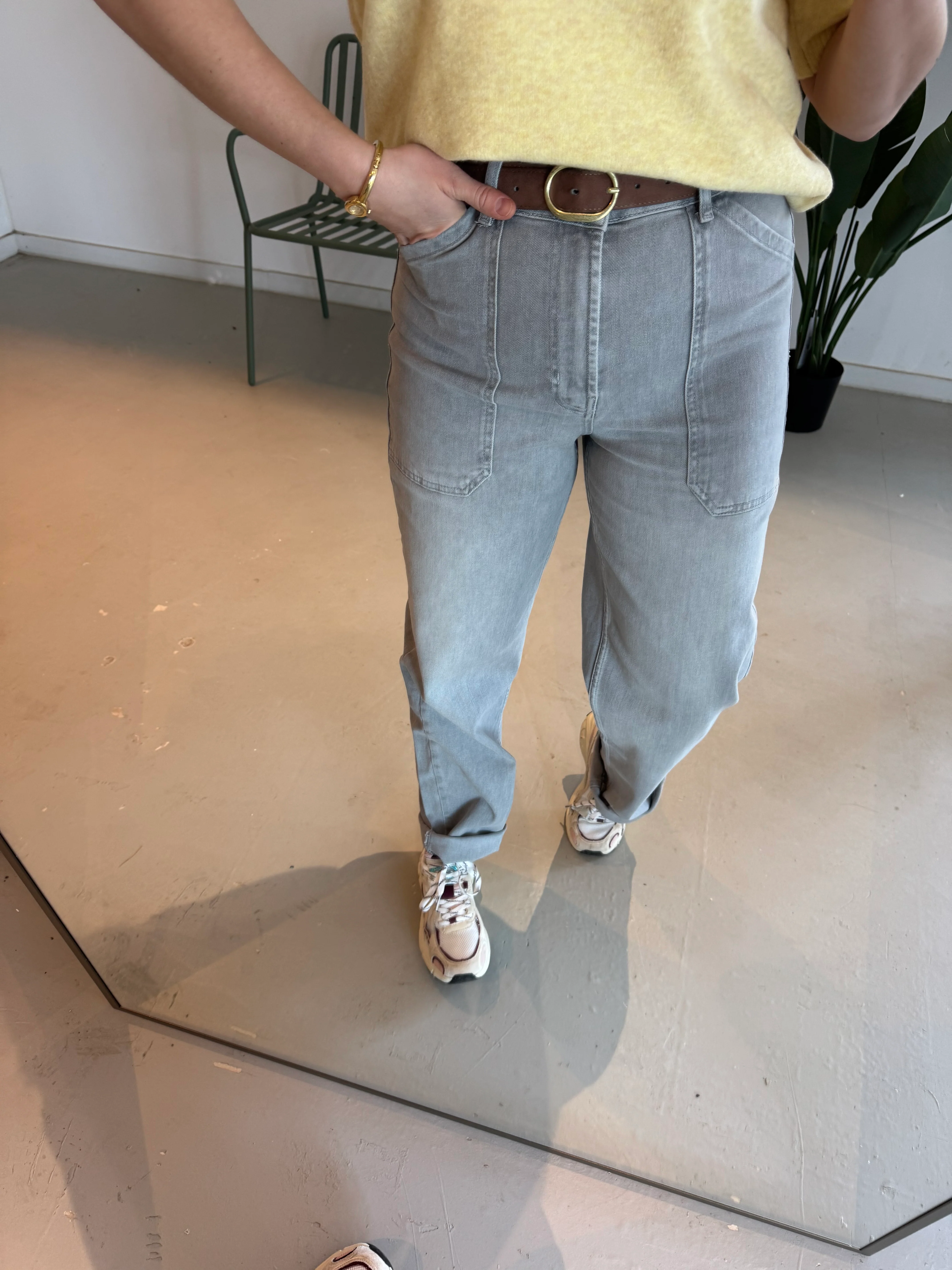 Cargo Jeans With Low Crotch Mid Grey Denim - YAYA - Image 2