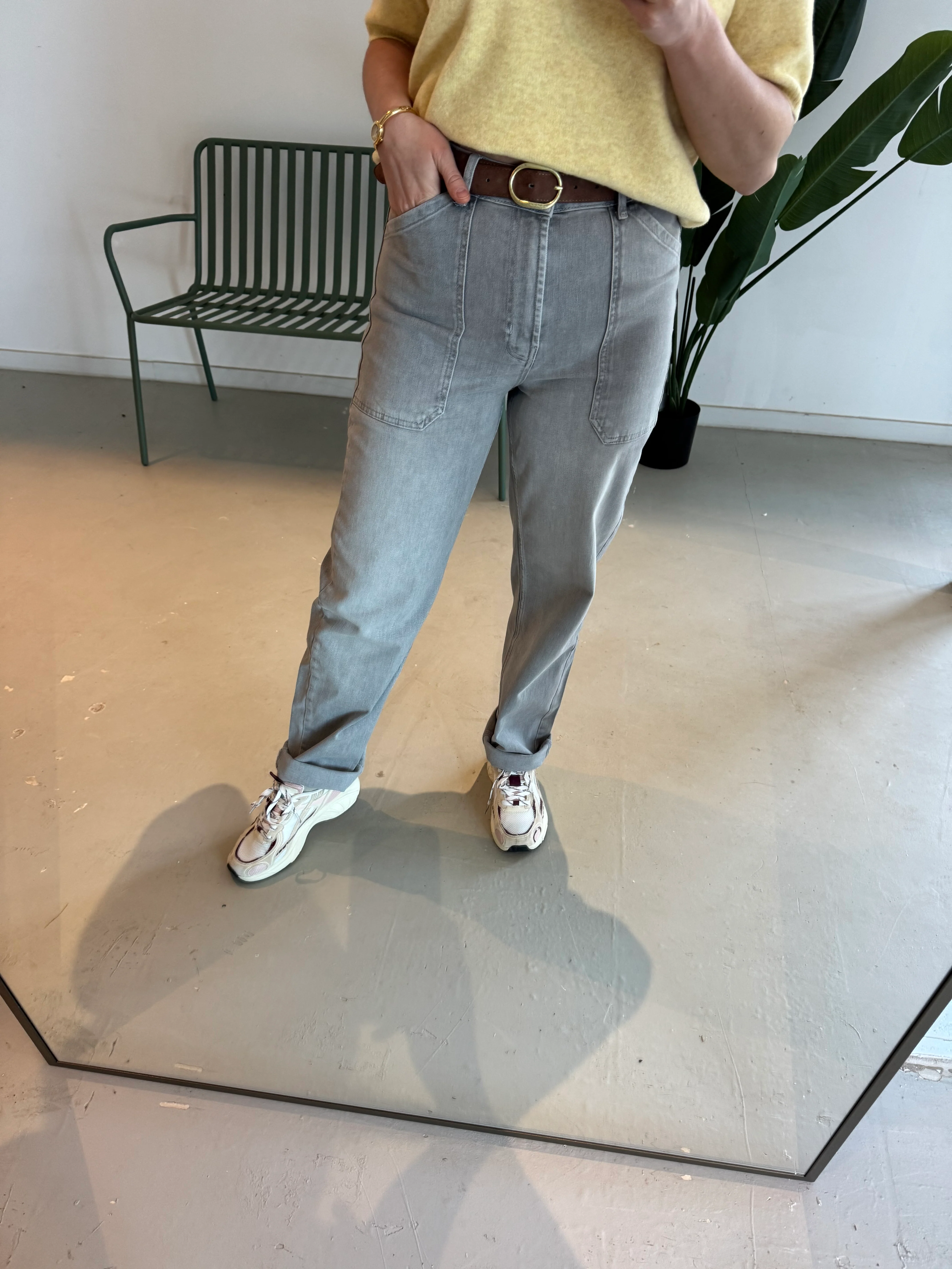 Cargo Jeans With Low Crotch Mid Grey Denim - YAYA - Image 3