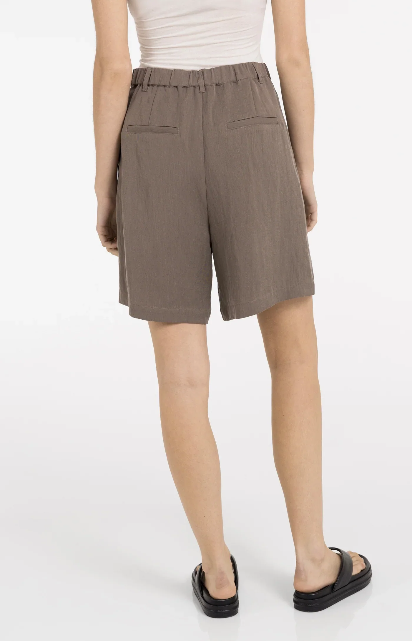 Woven longer length bermuda short Washed Brown - YAYA - Image 5