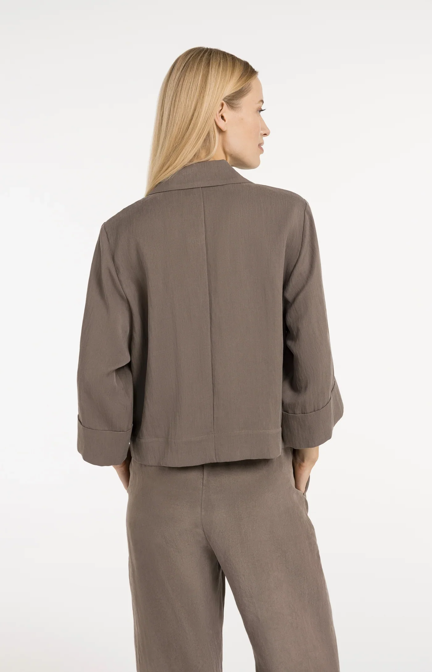 Woven loose fit blazer jacket Washed Brown - YAYA - Image 5