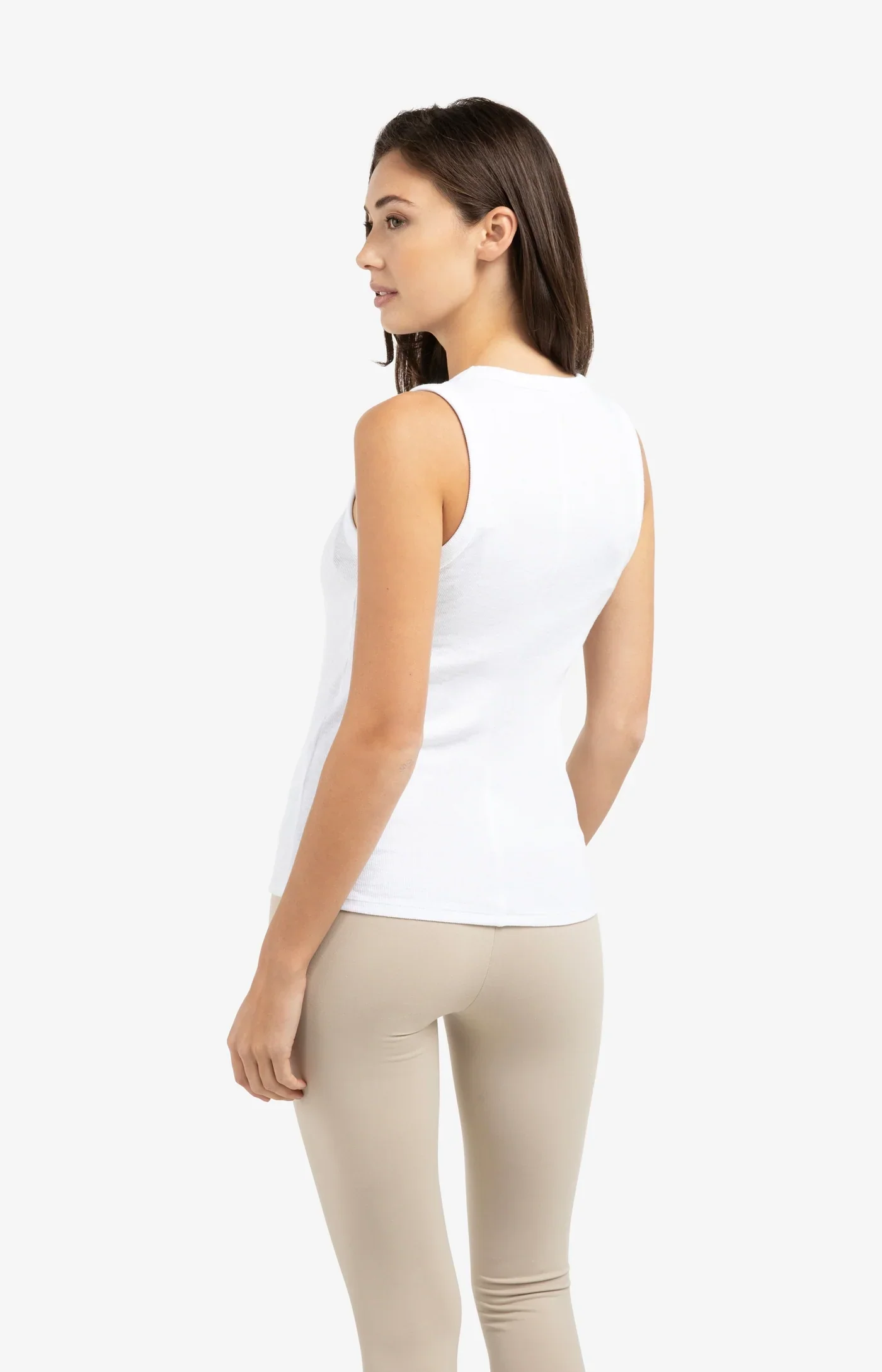 Ribbed Singlet With Round Neck Pure White - YAYA - Image 4