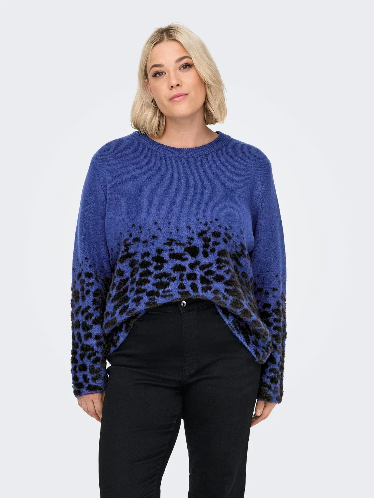 Anni O-Neck Knit Sodalite Blue Black - Only Carmakoma