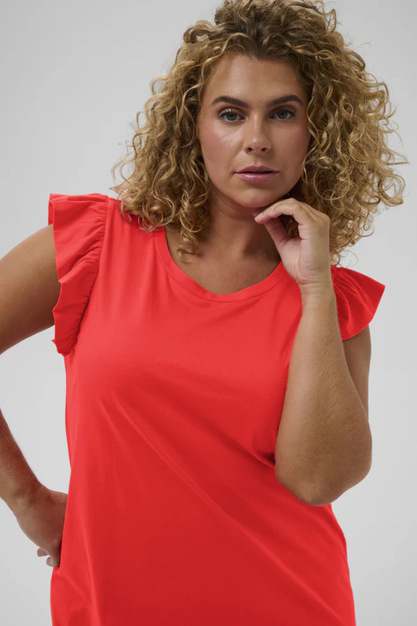 Caline Flounce Dress Poppy Red - Kaffe Curve - Image 8