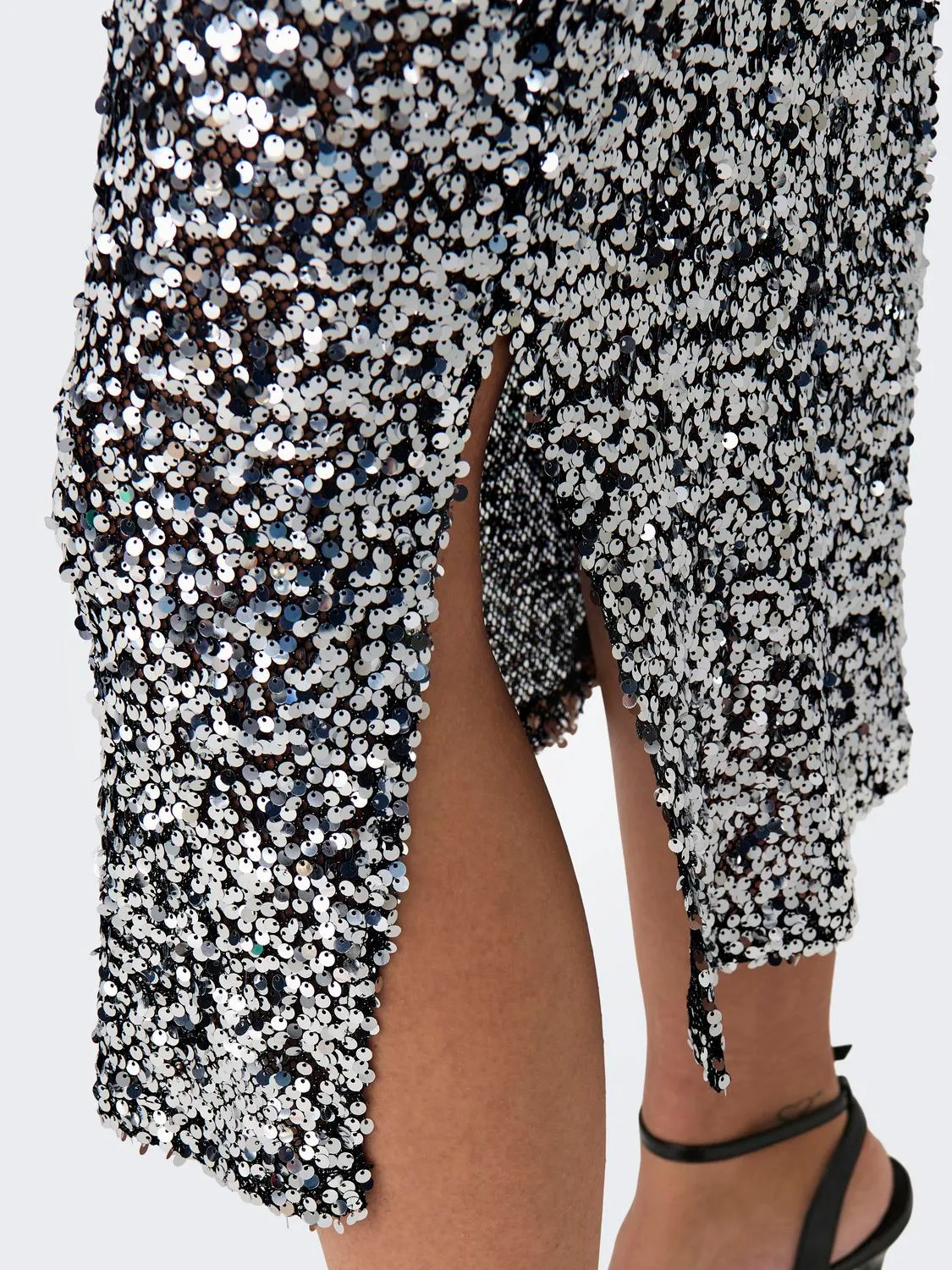 Diana Sequins Slit Skirt Silver - JDY - Image 6
