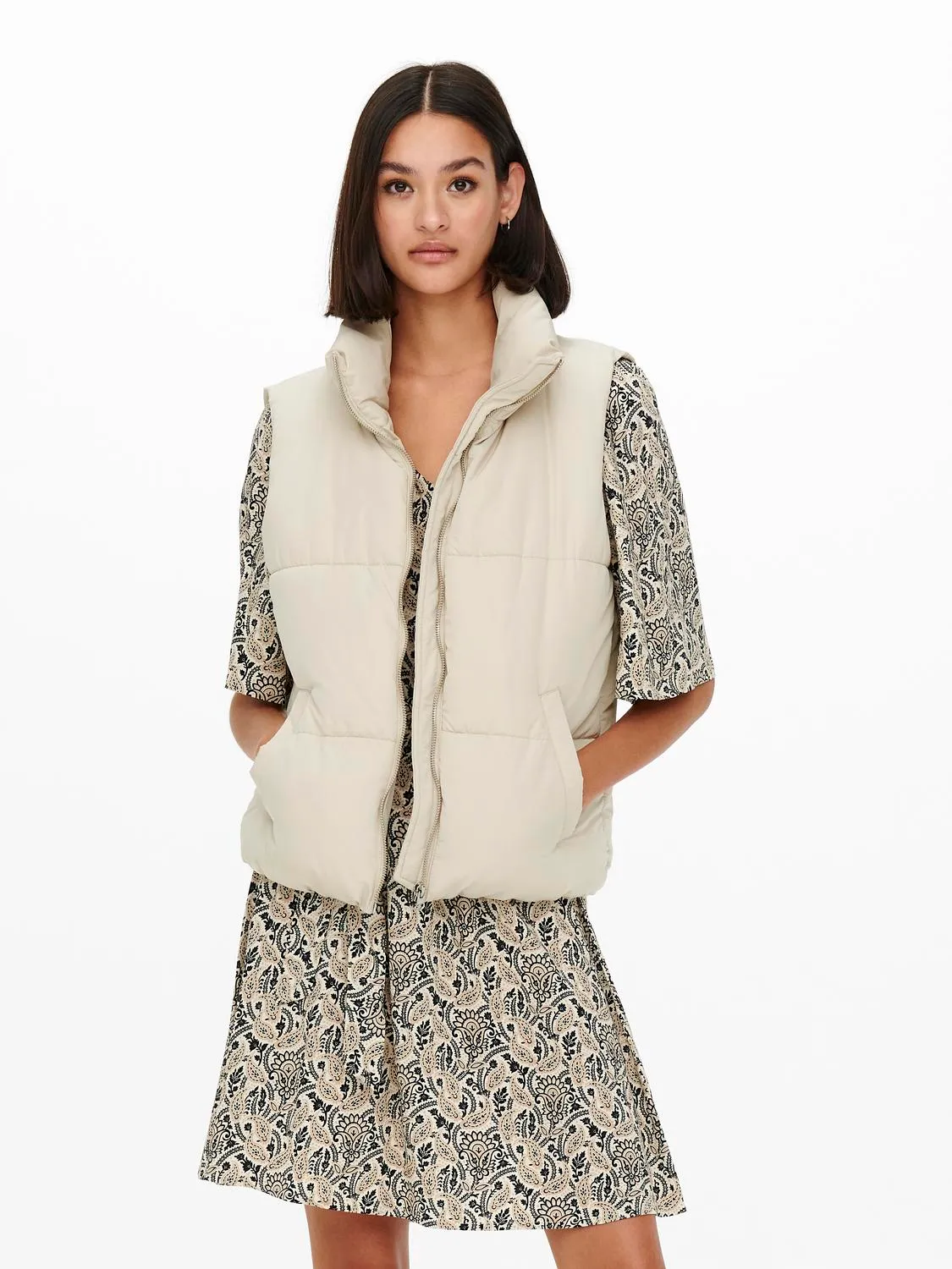 Erica Lifeshort Waistcoat Moonnbeam/Silver Zipper - JDY - Image 3