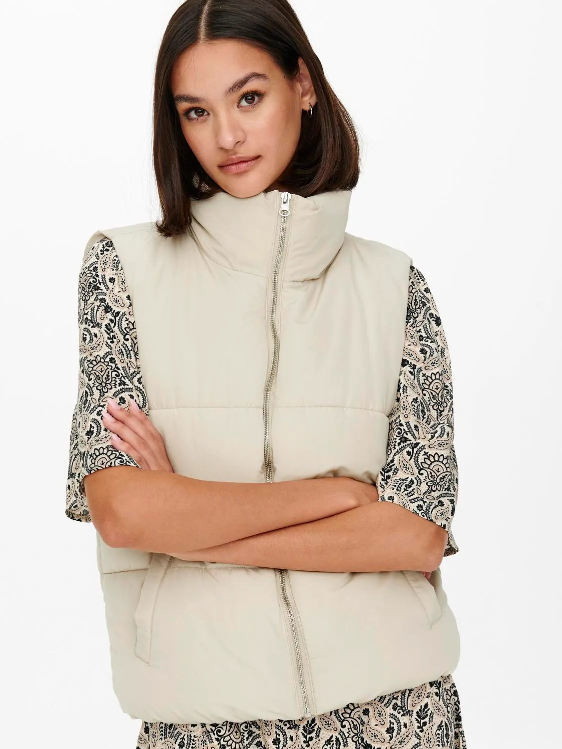 Erica Lifeshort Waistcoat Moonnbeam/Silver Zipper - JDY - Image 4