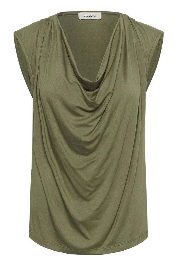 Hanadi Waterfall Top Dusky Green - Soaked - Image 4