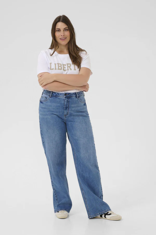 Leona Wide Long Jeans Vintage Blue - Kaffe Curve - Image 6
