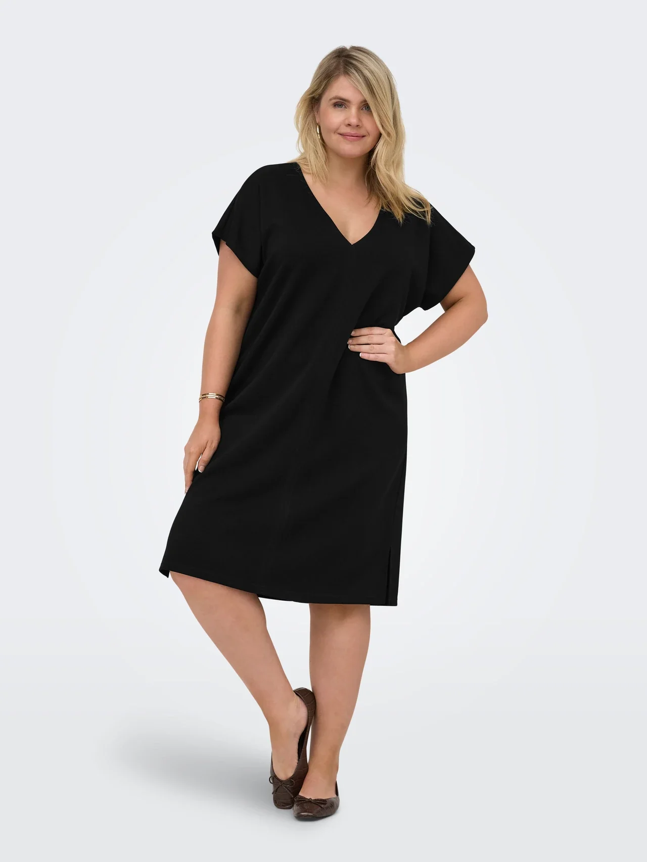 Lise Capsleeve V-Neck Dress Black - Only Carmakoma - Image 2