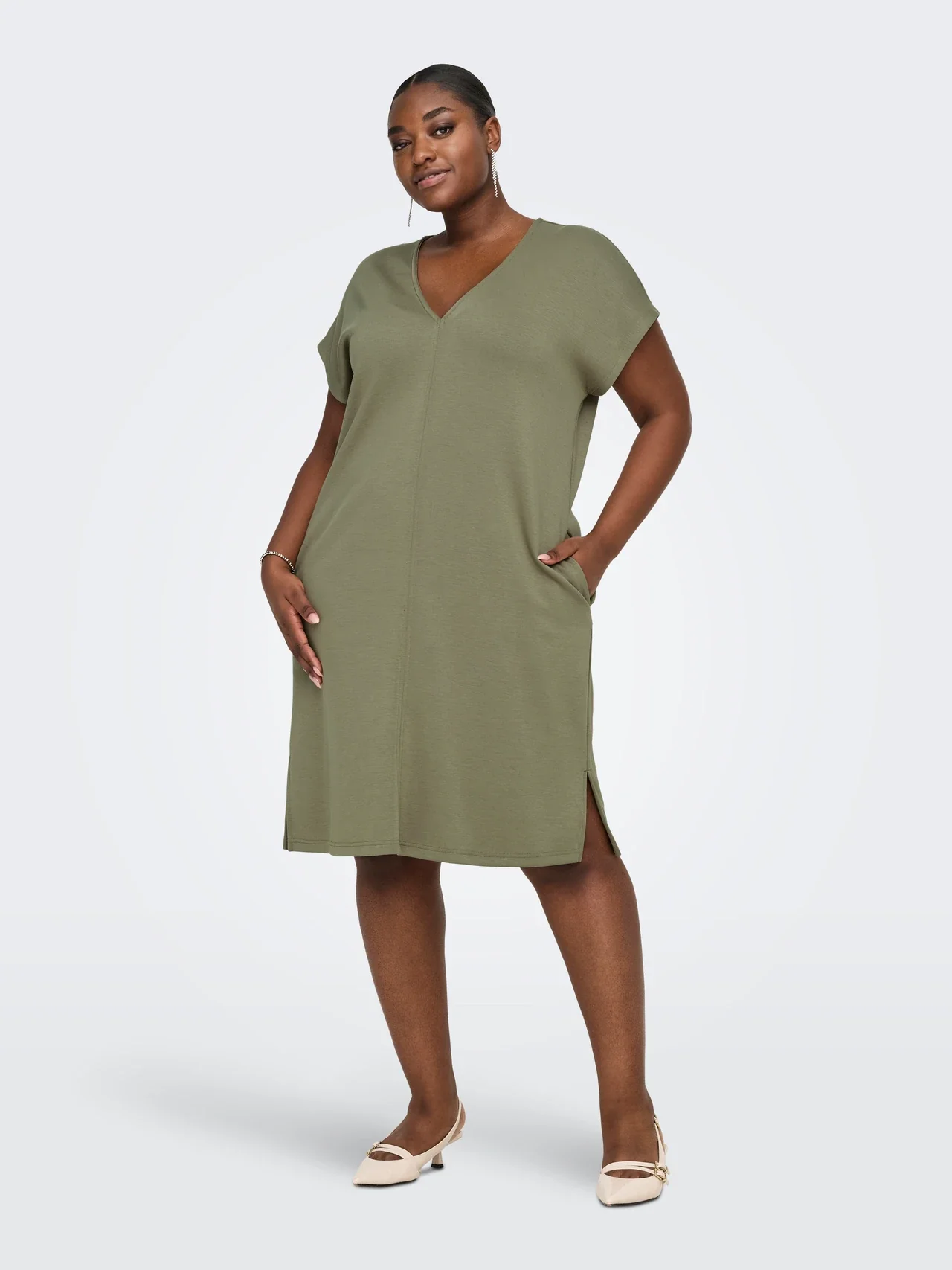 Lise Capsleeve V-Neck Dress Mermaid - Only Carmakoma - Image 3
