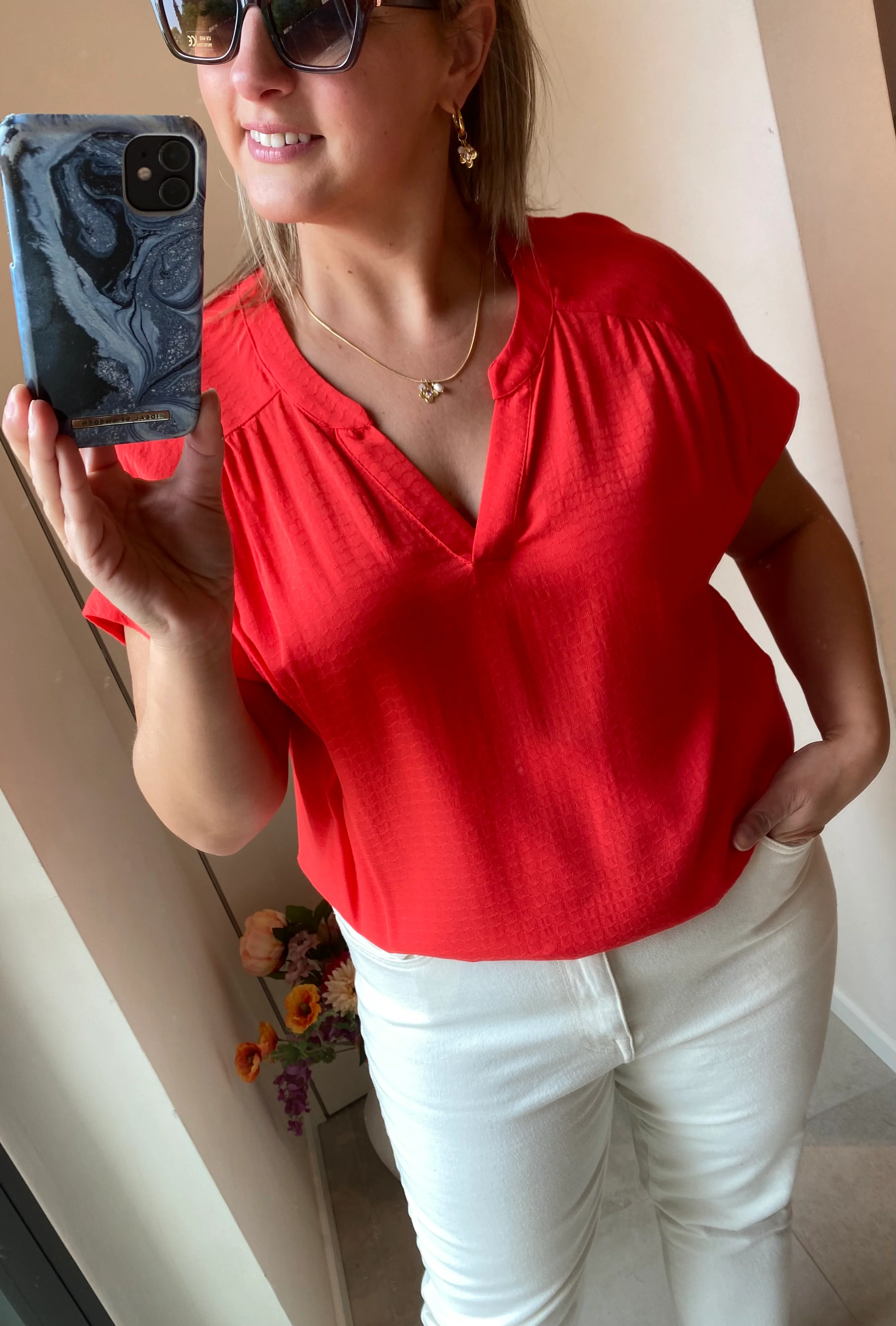 Mina Blouse Poppy Red - Kaffe Curve