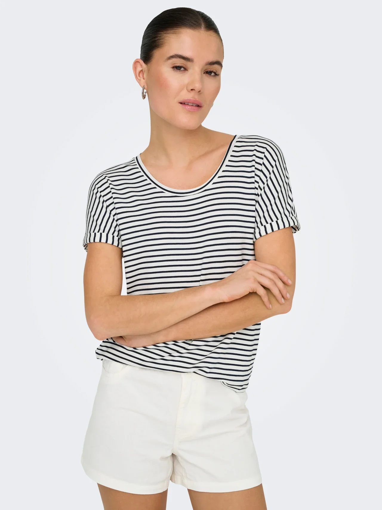 Sissy O-Neck Top Cloud Dancer/Sky Captain - JDY - Image 3