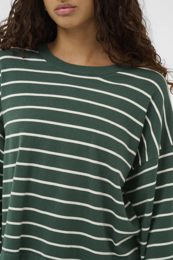 Spina Boxy Pullover Cropped Trekking Green/white stripes - Soaked - Image 5