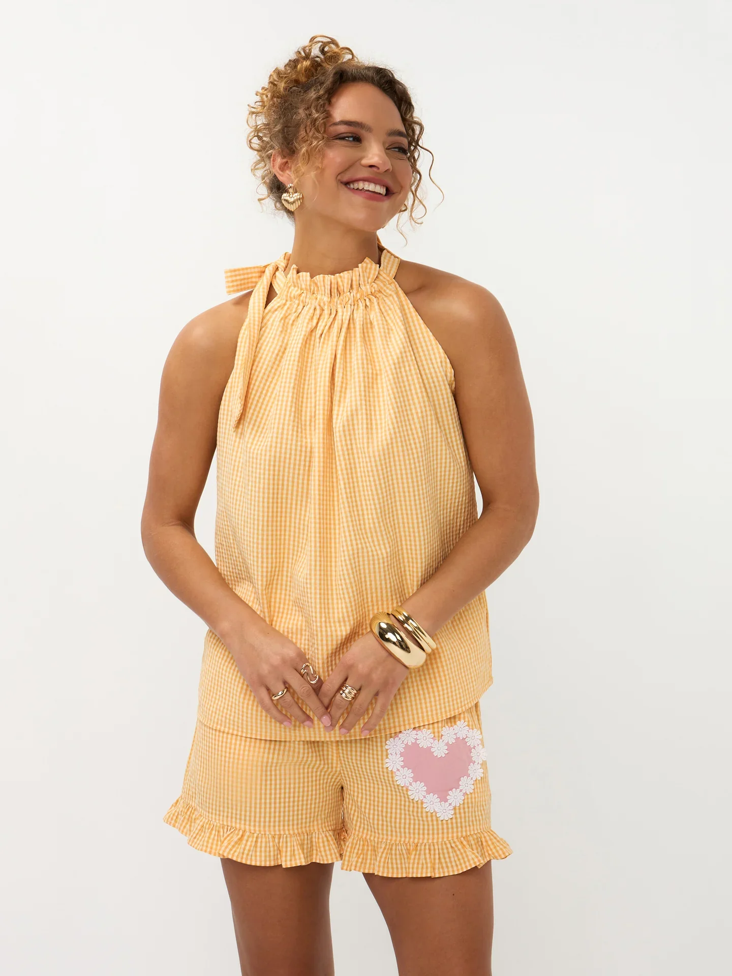 Top Kaylee Yellow Check - Ydence