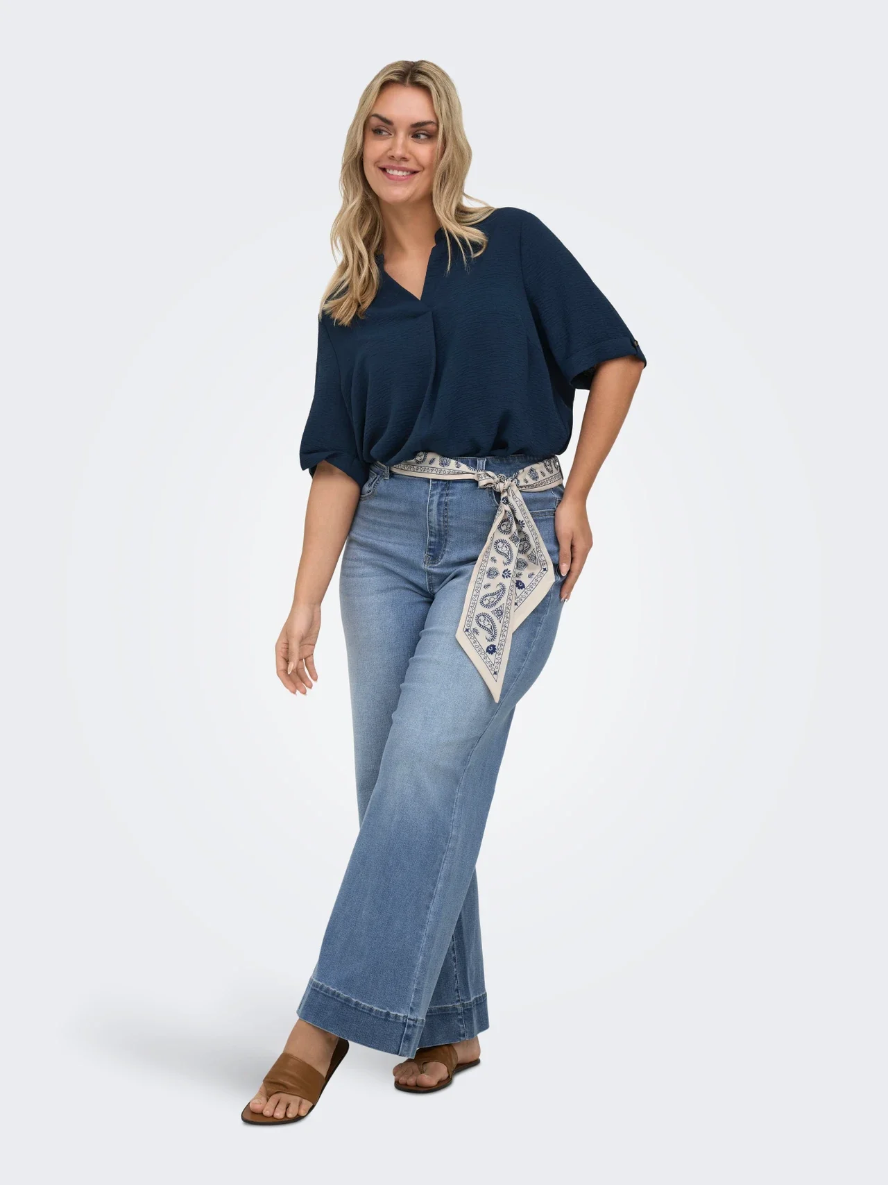Willy Wide Leg Scarf Medium Blue - Only Carmakoma