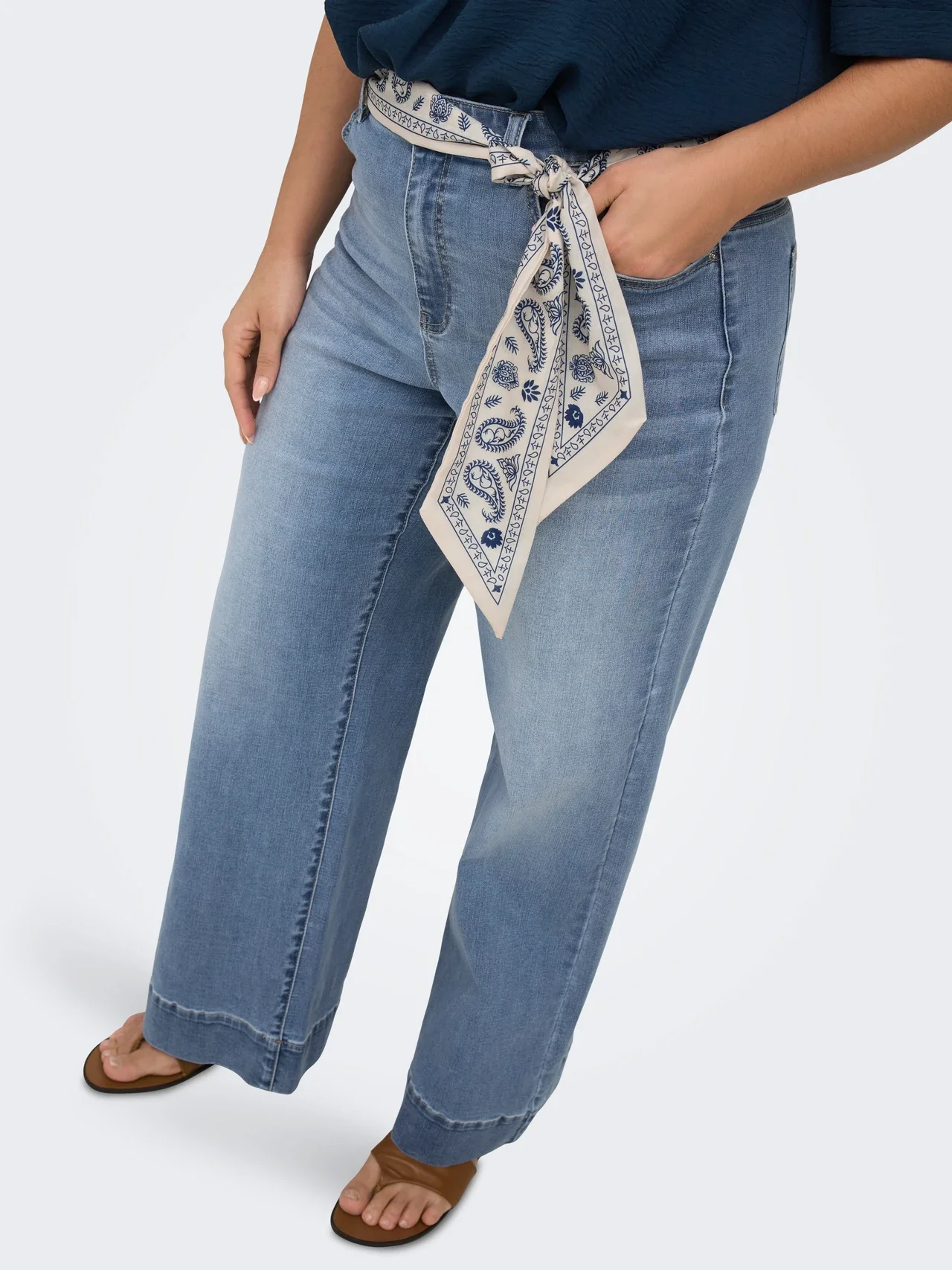 Willy Wide Leg Scarf Medium Blue - Only Carmakoma - Image 2