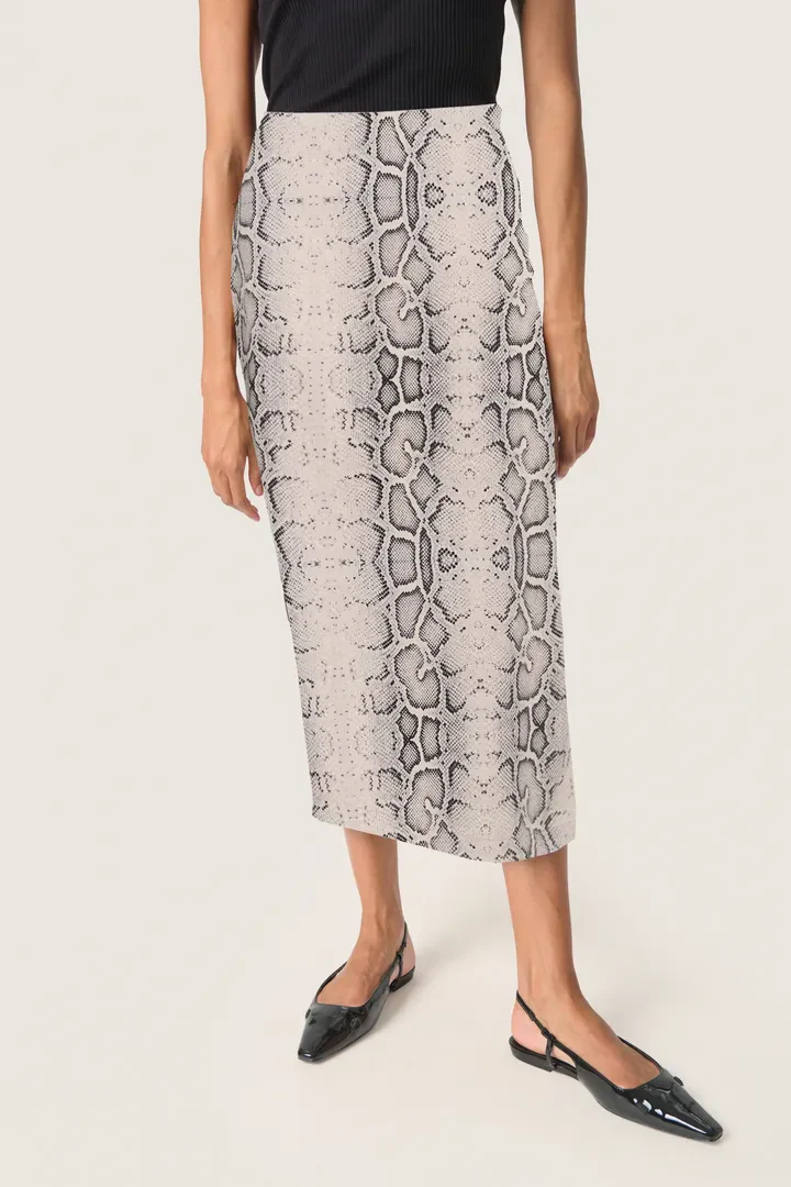 Xala Pencil Skirt Grey Snake Print - Soaked
